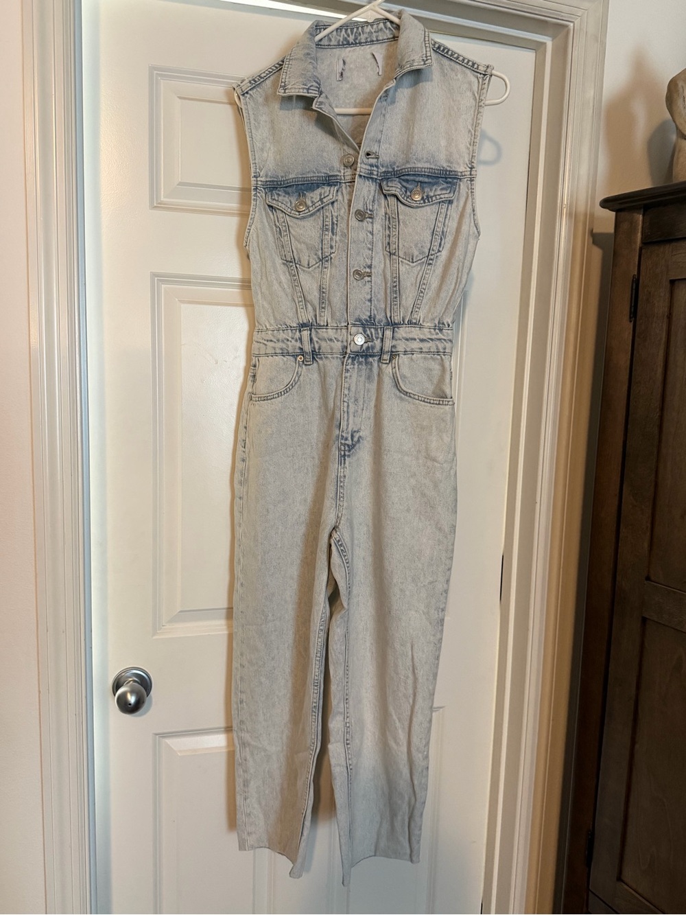 Sleeveless Light Wash Denim Jumpsuit NEVER WORN